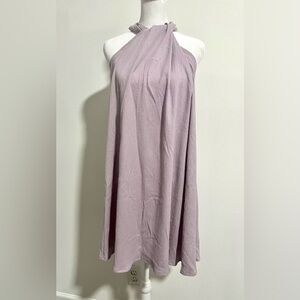 H&M A-Line Halterneck Lilac Dress FLOWY BACKLESS TIE BACK size M